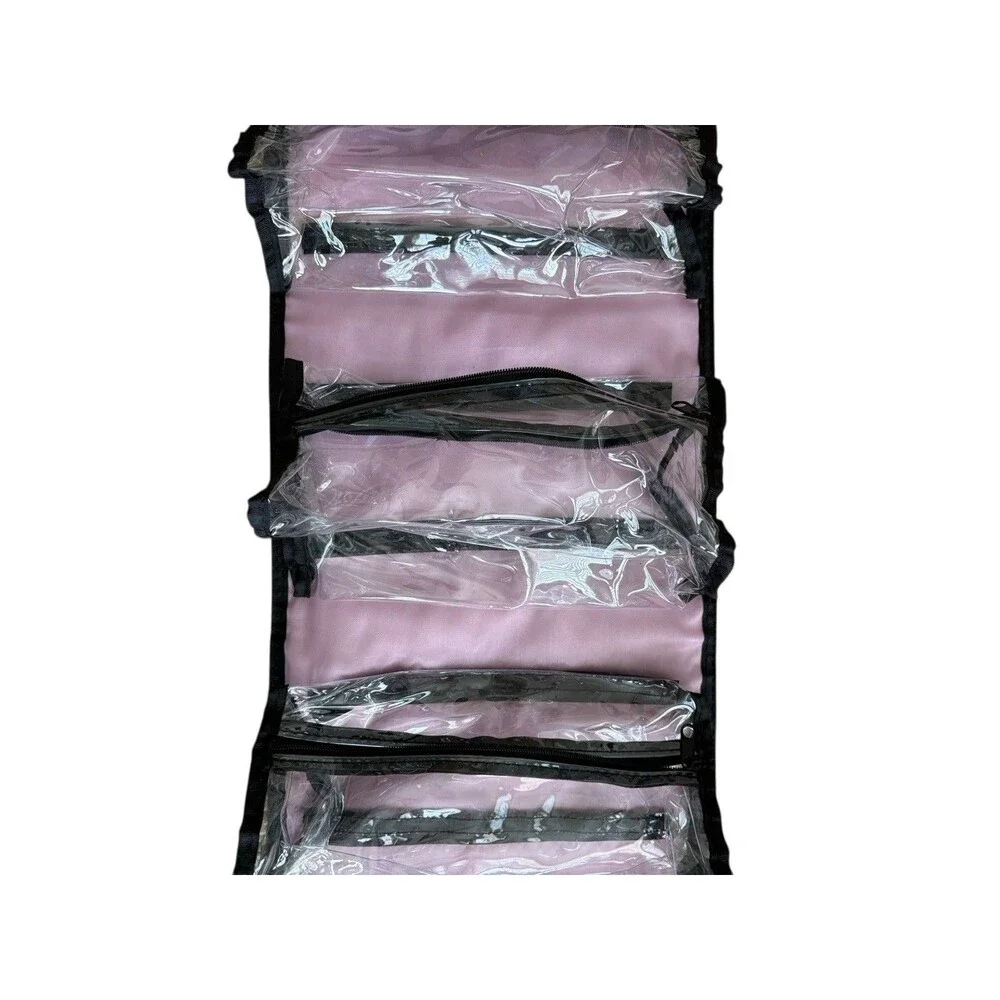 Mary Kay Hanging Organizer Black Travel Make Up Bag Rollup Removable Clear Pouch